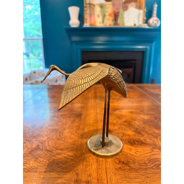 Mid-Century Modern Vintage Brass Crane For Sale - Image 3 of 9
