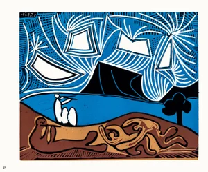 1962 Pablo Picasso Linocut Engraving "Bacchanal With a Pair of Lovers"