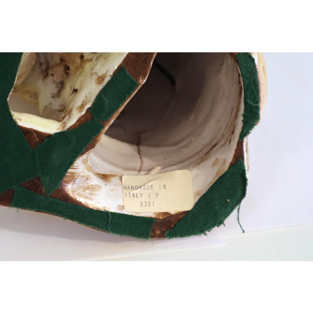 1960s Italian Pottery Sitting Lion Bellini Vintage Orange Animal Figure Label 10" For Sale - Image 5 of 11