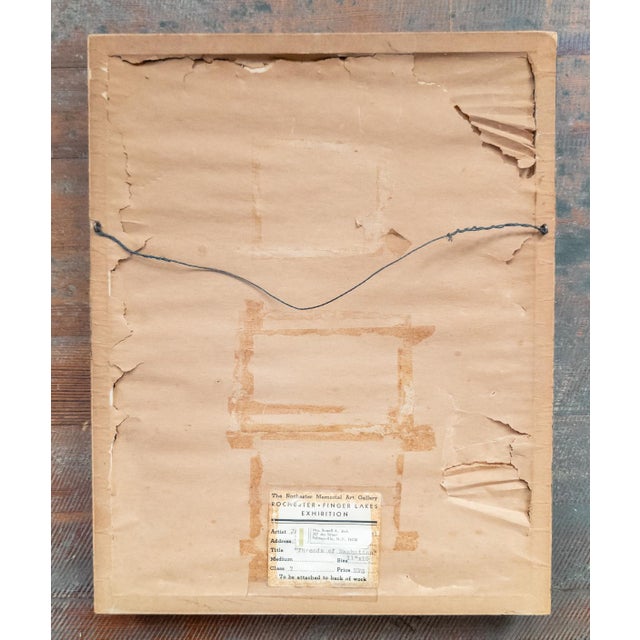 Mid-Century Modern Textile Art Cityscape With Exhibition Label For Sale - Image 9 of 9