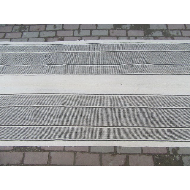 Vintage Gray & White Kilim Runner For Sale - Image 10 of 11