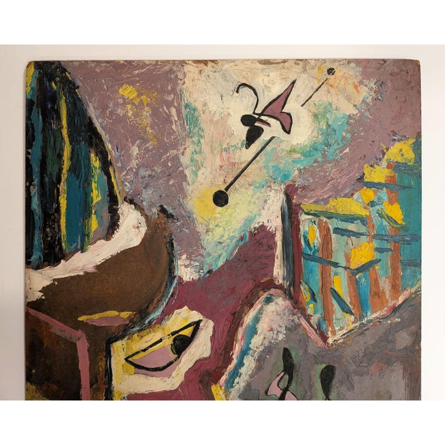 Abstract Mid-Century Biomorphic Surrealist Impasto Oil Painting, Unsigned, C. 1940s For Sale - Image 3 of 4
