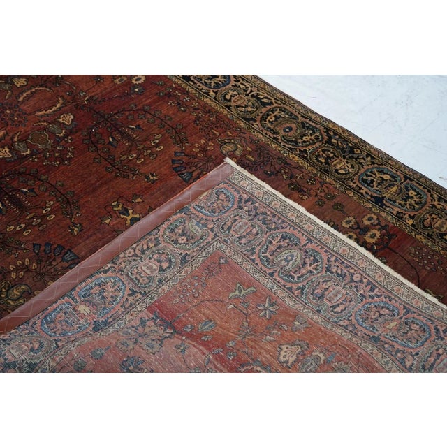Red Antique Sarouk Rug 4'4'' x 6'6'' For Sale - Image 8 of 9