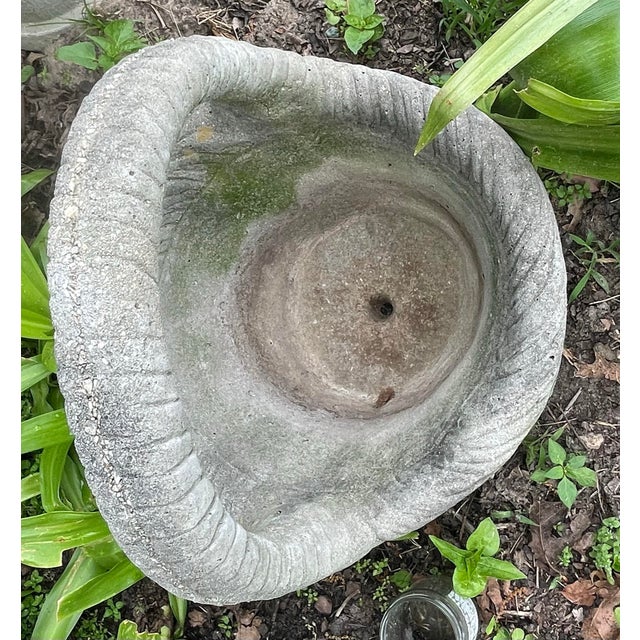 Sculpture Materials Vintage Concrete Basket Shaped Planter For Sale - Image 7 of 8