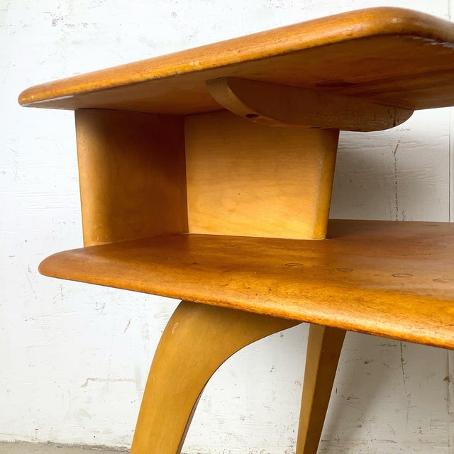 Heywood-Wakefield Heywood-Wakefield Birch Step End Table in Wheat Finish For Sale - Image 4 of 12