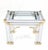Set of 3 Chrome & Brass Glass Tops End Nesting Side Lamp Tables MINT!