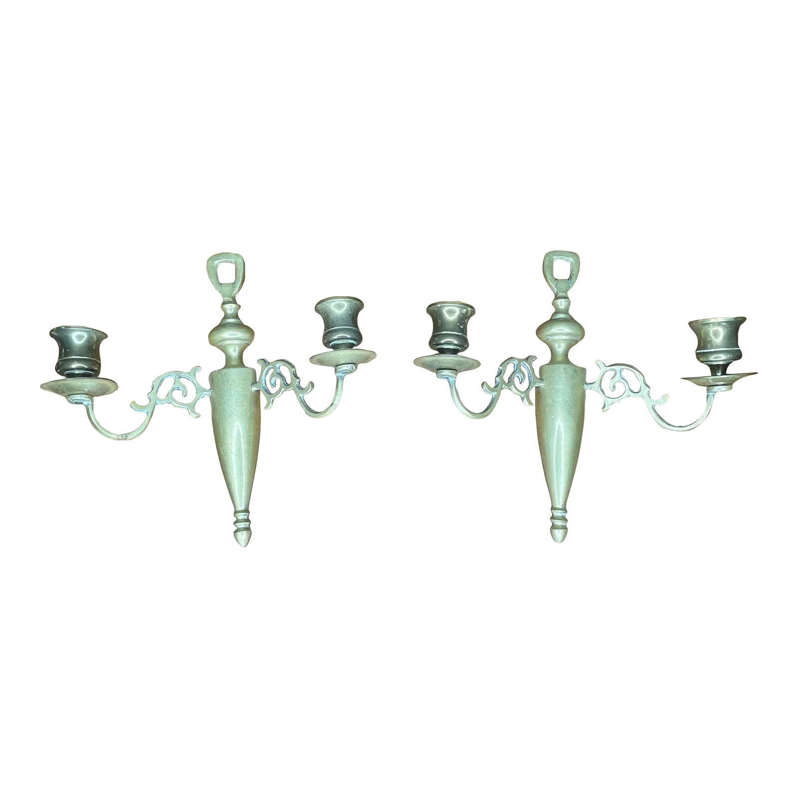 Antique TwoArm Solid Brass Candle Sconces a Pair Chairish