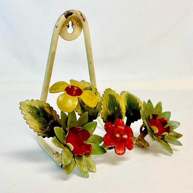 1940s Vintage Italian Boho Chic Flora Tole Hand Picture-Plate Easel Rack, Wall-Mounted or Tabletop For Sale - Image 10 of 11