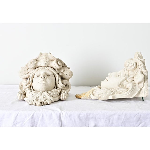 Early 20th Century French Pair of Reproduction Plaster Wall Planters For Sale - Image 10 of 11