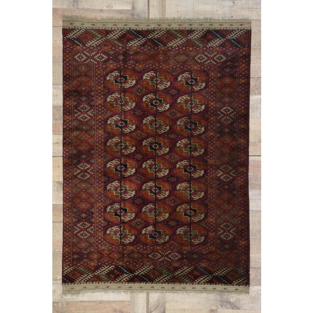 Brick Red Antique Persian Baluchi Bokhara Rug - 03'06 X 05'00 For Sale - Image 8 of 9