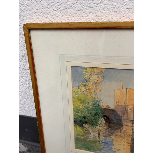 English St. Ives Bridge Original Watercolor Painting, Framed For Sale - Image 11 of 12
