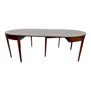 19th Century Antique Federal Mahogany Two-Part Banquet Dining Table With 2 Leaves.