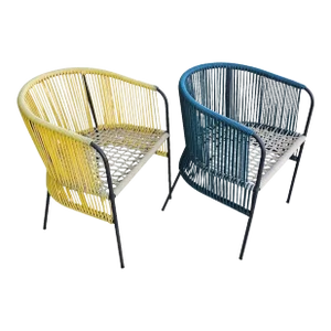 1980s Vintage Caribe Chic Dining Style Chairs - Set of 2