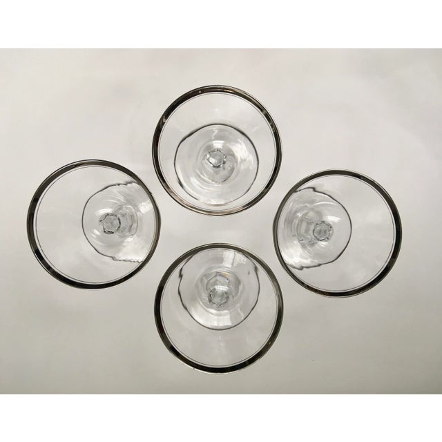 1960s Silver Trimmed Facet Stemmed “Debut” Cocktail Glasses- Set of 4 For Sale - Image 4 of 13