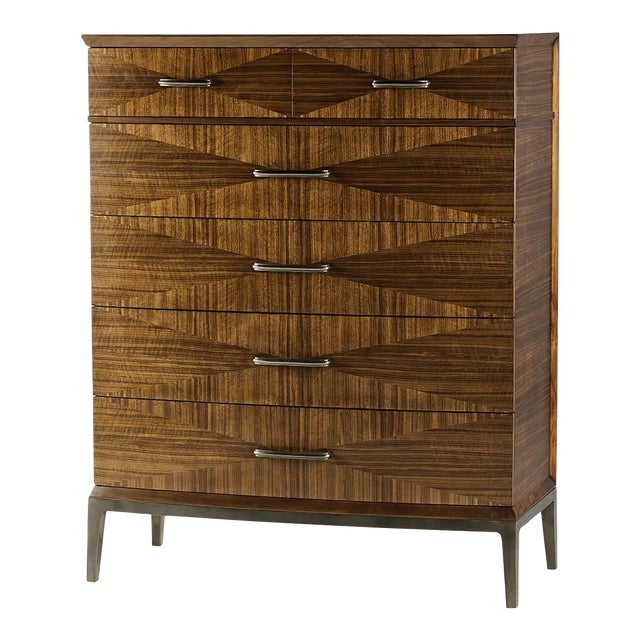 Mid Century Modern Walnut Tall Chest For Sale