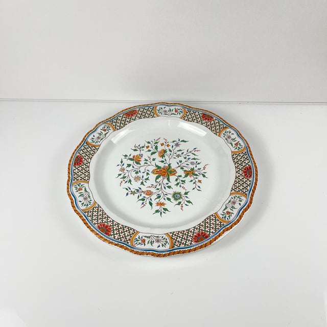 Round Rouen Sainfoin Cake Plate from Gien, 1990 For Sale - Image 3 of 10