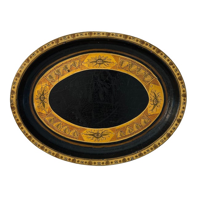 Mid-Century Black & Gold Letter Tray For Sale