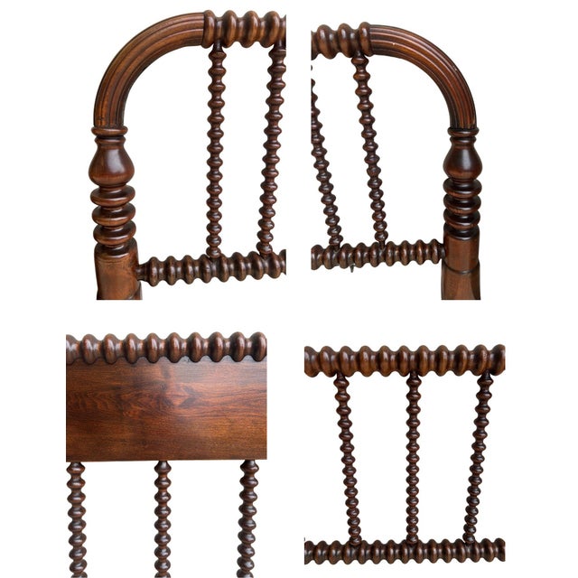Brown Antique Jenny Lind Spool & Spindle Matching Twin Headboard & Footboard For Sale - Image 8 of 16