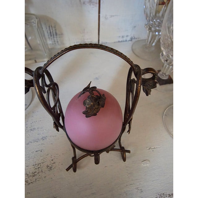 Pink Pink Opaline Egg Palais Royal Scent Bottle Holder For Sale - Image 8 of 9