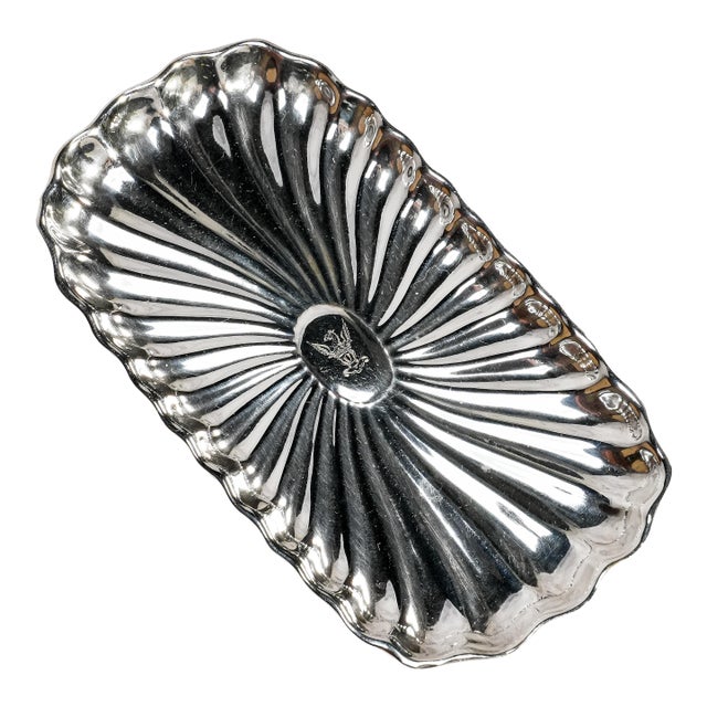 Stunning Antique Small Sterling Silver Card Tricket Jewelry Dimensional Victorian Tray Armorial Crest Home Decor For Sale