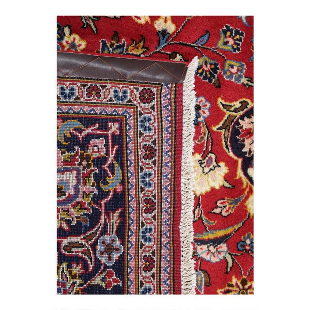 Traditional Pasaragd DC Red Color Hand Knotted Kashan Rug For Sale - Image 3 of 4