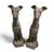 This magnificent pair of large, antique cast iron statues depicts two elegantly seated Greyhound dogs. The statues possess...