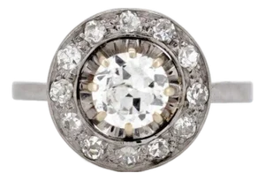 Antique Art Deco Halo Ring, Old-Cut Diamonds | Circa 1930, Size 5.5