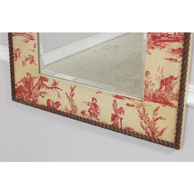 Chintz Crackle Painted Red and Cream Wall Mirror For Sale - Image 4 of 13