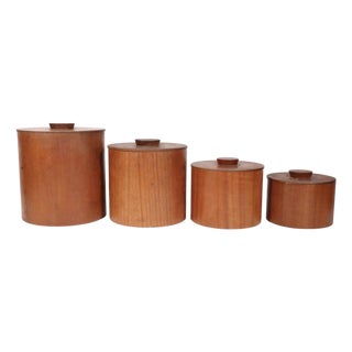 Set of Four Mid 20th Century Danish Modern Teak Canisters For Sale