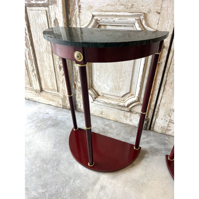 Empire Style Half-Moon Console Tables, 1990s, Set of 2 For Sale - Image 4 of 9
