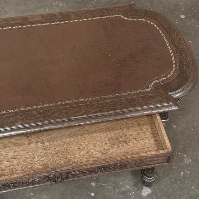 19th Century French Renaissance Sculptural Leather Top Writing Table ~ Desk For Sale - Image 18 of 18