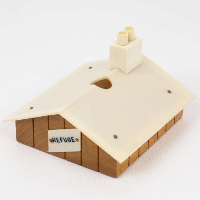 Wood 1950 Mid-Century Modern Lucite and Wood Chalet in the Alps Cocktail Picks - Set of 5 For Sale - Image 7 of 9