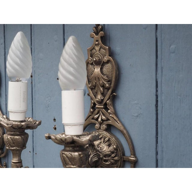 Silver Italian Hollywood Regency Crystal Sconces in Silvered Metal, 1960s, Set of 2 For Sale - Image 8 of 18