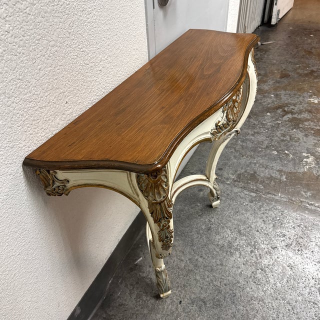 Rococo Style Carved Wood Console Table, Vintage For Sale - Image 9 of 11