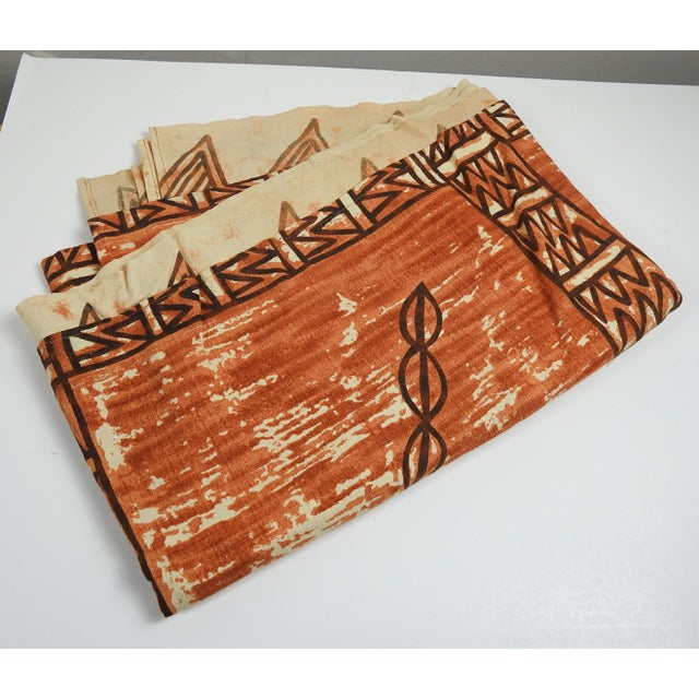 Mid 20th Century Gordon Hawaiian Tiki Tapa Print Fabric 2+ Yards For Sale - Image 4 of 5