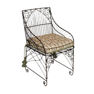 Palecek Victorian Style Metal Wire Armchair For Sale