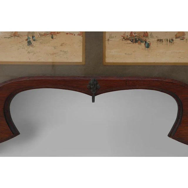 Art Nouveau Wall-Mounted Coat Rack with Framed Watercolors from Cassier, Belgium, 1905 For Sale - Image 4 of 15