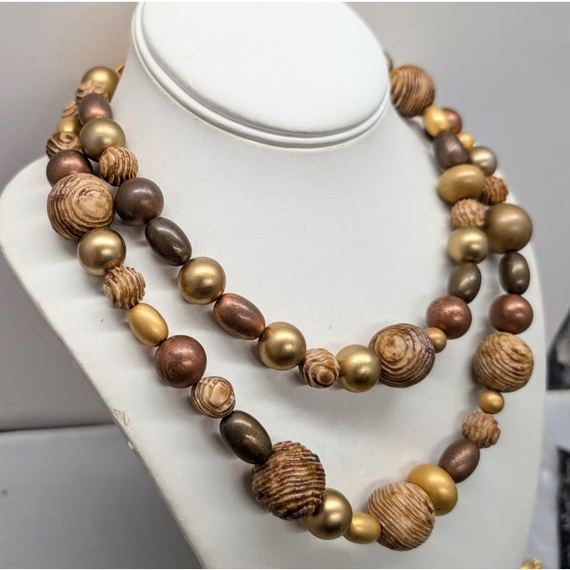 Vintage 1980s Signed Givenchy Goldtone Beaded Leaf Necklace For Sale In Philadelphia - Image 6 of 12