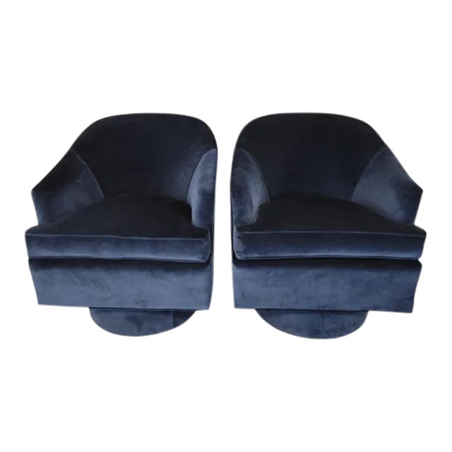 Navy Blue Drexel Swivel Chairs Chairish