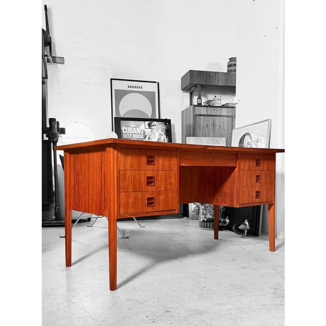 Brown Vintage Danish Teak Freestanding Desk, 1960s For Sale - Image 8 of 9