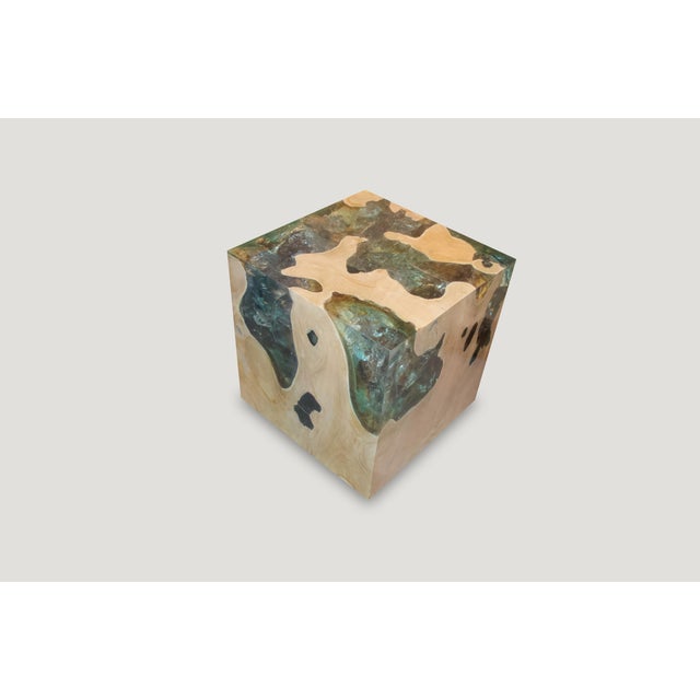 Contemporary Andrianna Shamaris St. Barts Aqua Side Table For Sale - Image 3 of 5