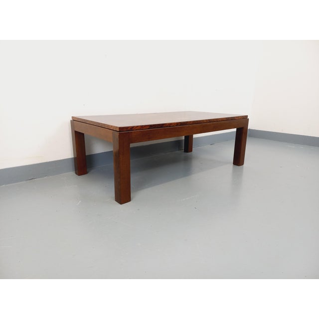 Mid-Century Modern Vintage Rectangular Coffee Table in Elm and Burl, 1970s For Sale - Image 3 of 18