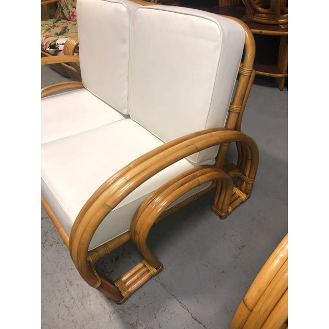 1940s Restored Rattan Double Horseshoe Settee - Pair For Sale - Image 12 of 12