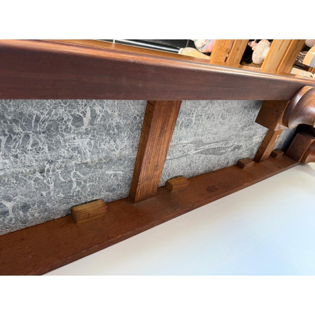 Large- French Art Deco Empire Style Mahogany & Green Marble Top Two-Tier Demilune Console Table For Sale - Image 17 of 17