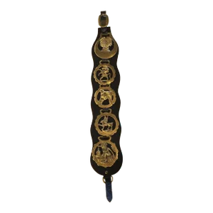 1970s Horse Brasses Displayed on Leather