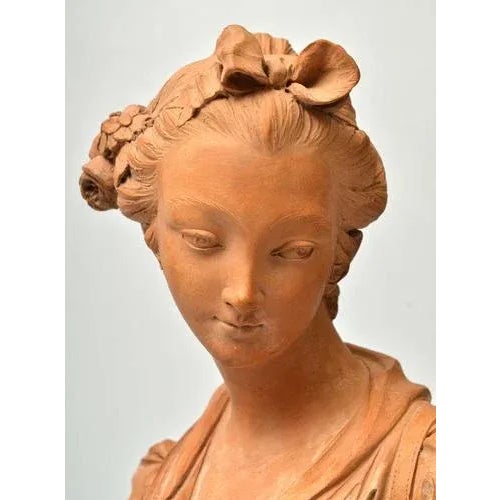 Terracotta Bust on a Marble Base Bust of a Virgin For Sale - Image 4 of 10