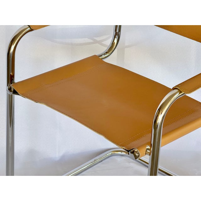 Mid Century Mart Stam Style Leather and Chrome Armchairs - A Pair For Sale - Image 10 of 17