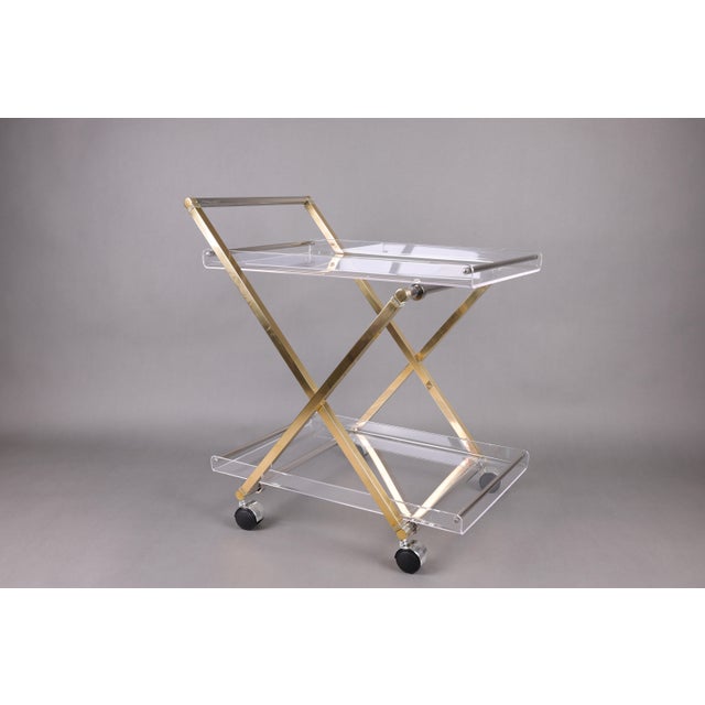 Acrylic & Brass Bar Cart, 1970s For Sale - Image 15 of 15