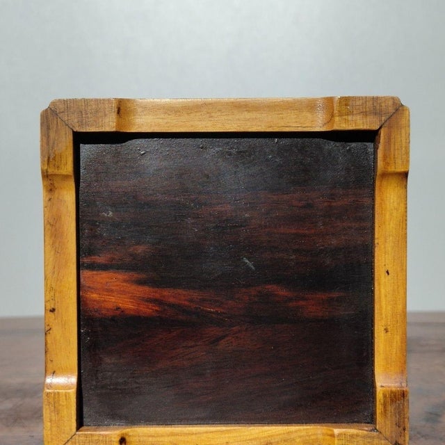 Wooden Tea Caddy Box With Woven Bamboo Panels and Sliding Lid For Sale - Image 9 of 9