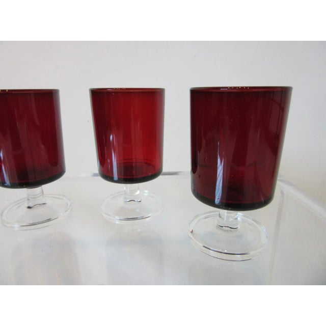 Glass J G Durand French Ruby Cordial Glasses France For Sale - Image 7 of 11